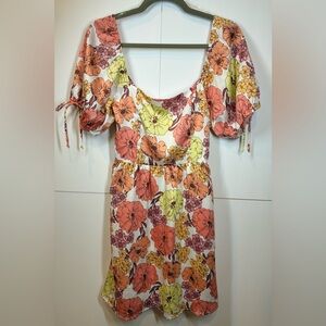 Peach Love California Pink & Coral Floral Dress Size Small
